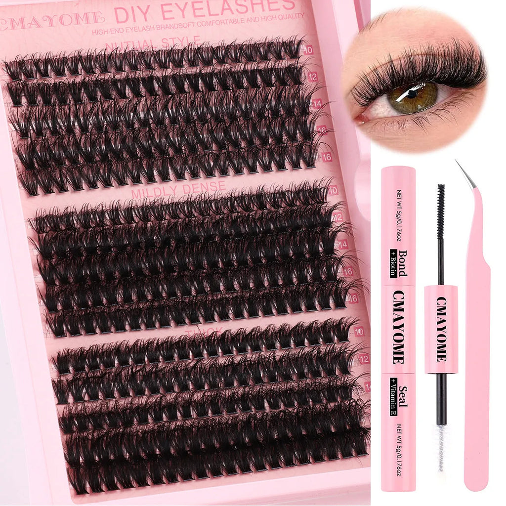 DIY segment cluster false eyelashes extension suit with tweezers for targeted lash filling