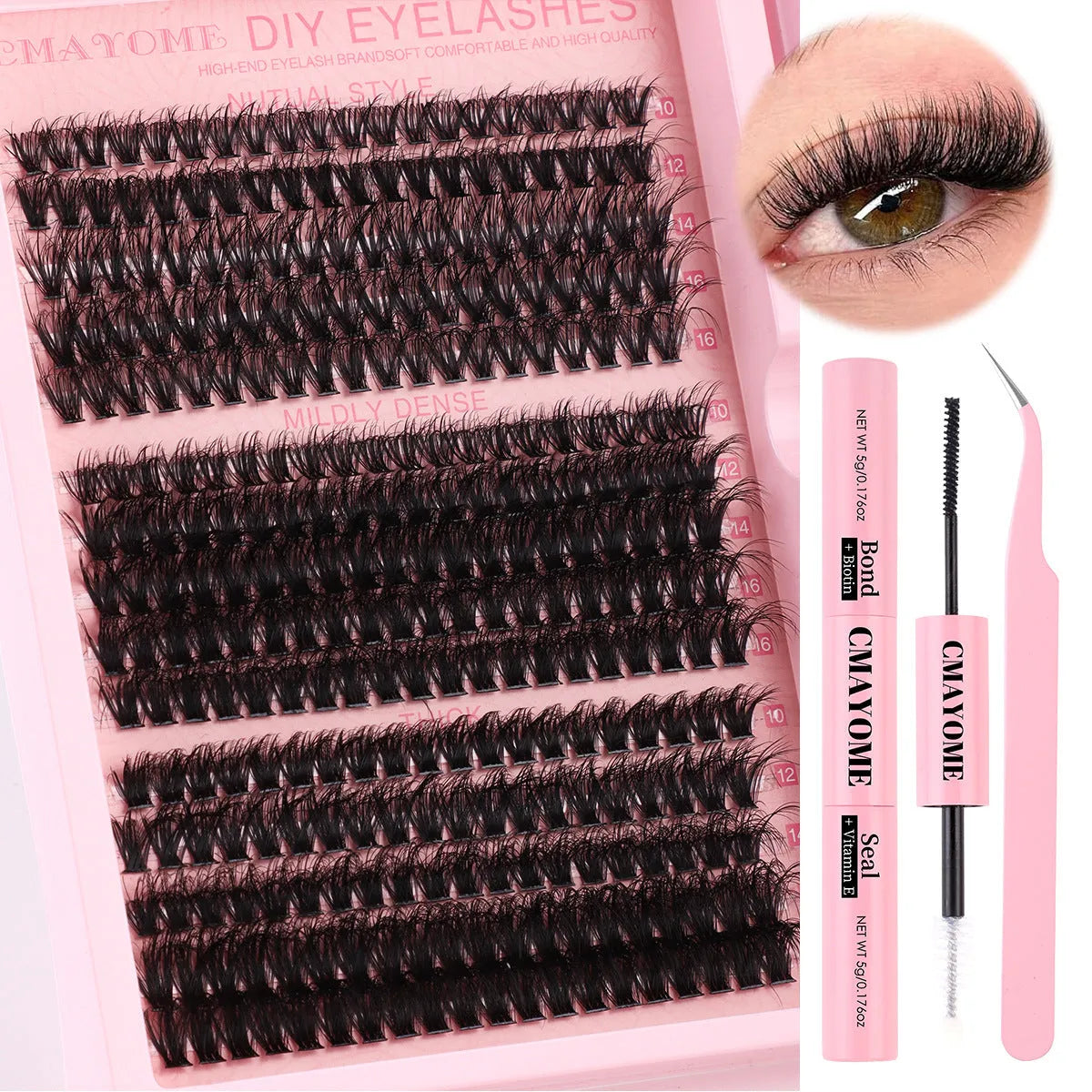 DIY segment cluster false eyelashes extension suit with tweezers for targeted lash filling