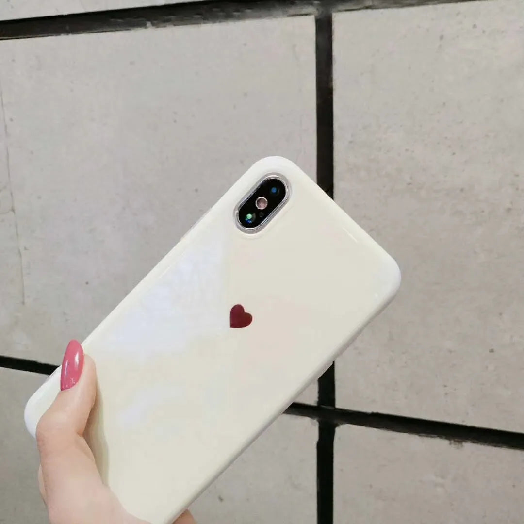 Simple bluwhite iPhone back cover case with blue light filter on an iPhone X