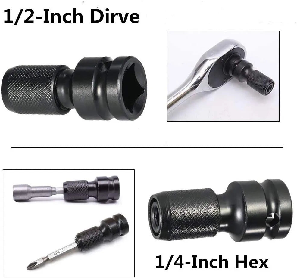 Hexagonal handle scaling bit holder with telescopic sleeve for electric wrench socket adaptation