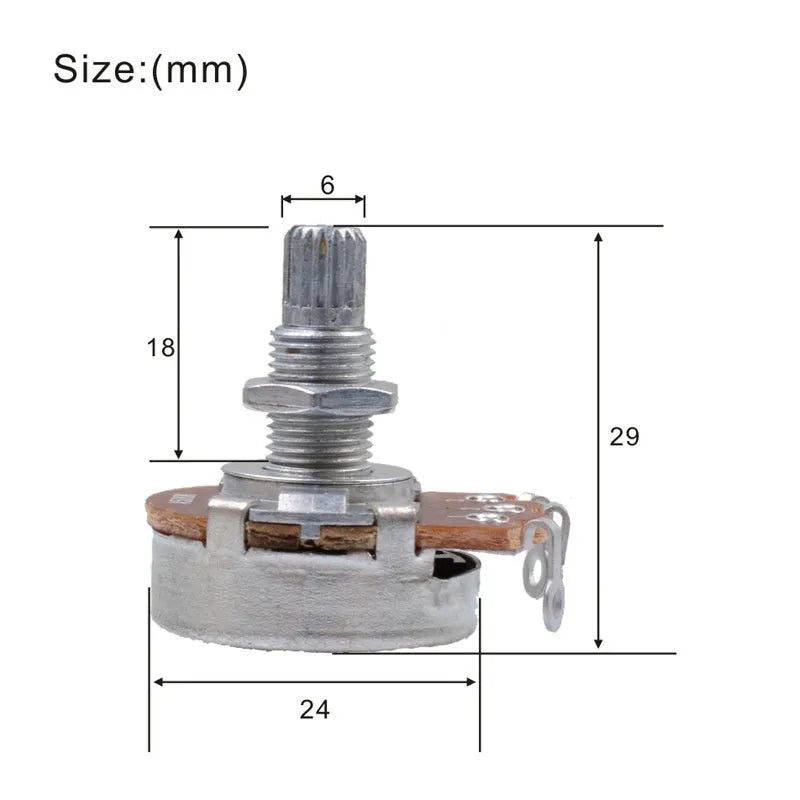 A single metal electric guitar potentiometer knob for tone and volume control replacement.
