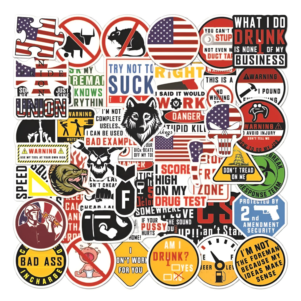 Waterproof warning stickers for motorcycle helmet and skateboard safety with bright film coating