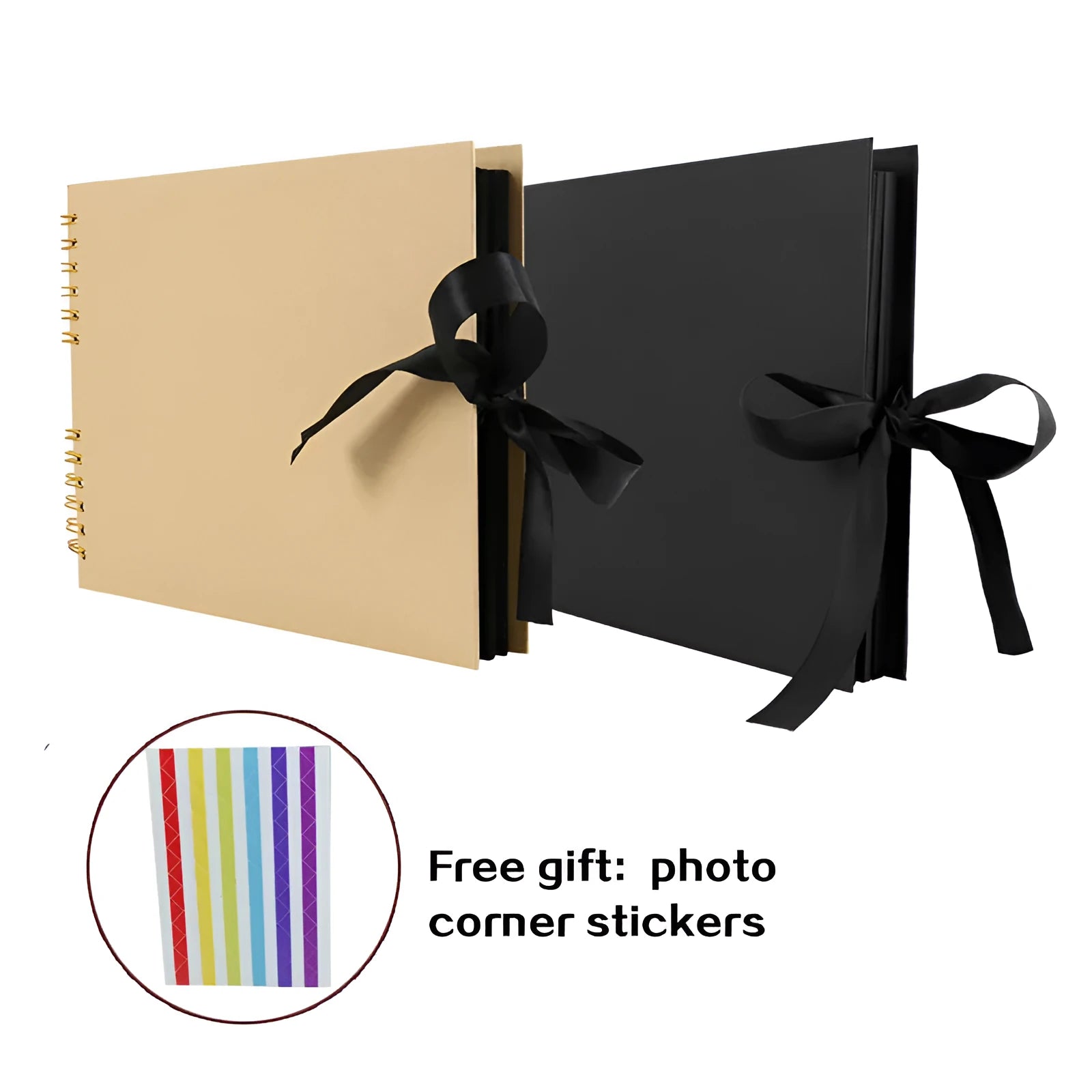 DIY handmade photo album with spiral binding and kraft paper cover in yellow or black options