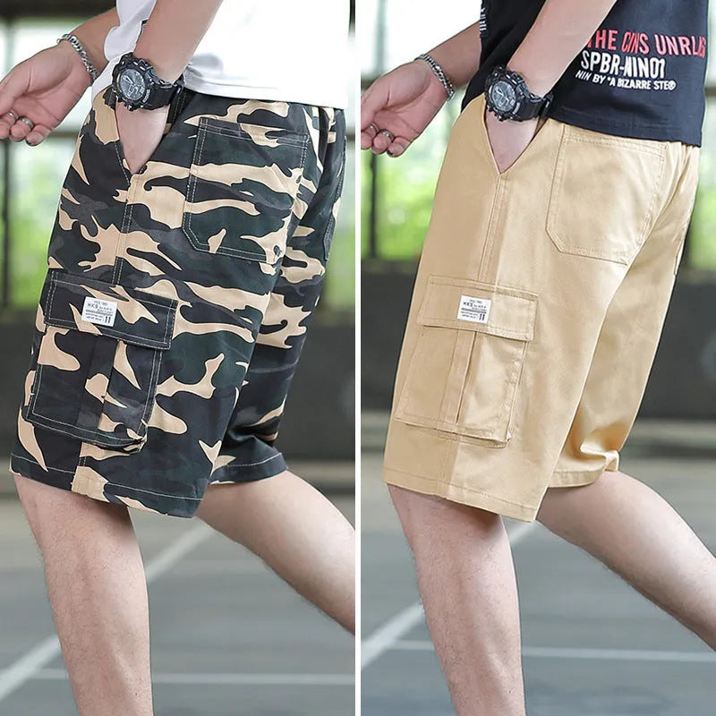 Men's loose casual trousers with giraffe pattern in camouflage colour