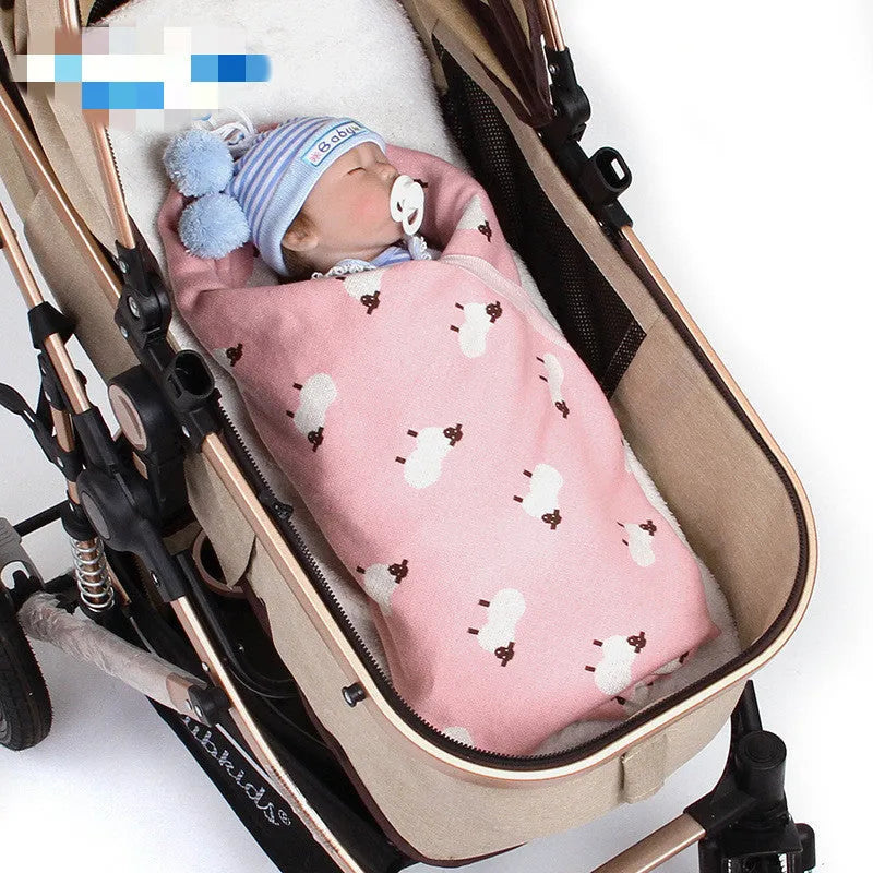 Grey and pink 100x80 cm baby sheepskin blanket made from 100% cotton fabric for cot and pram use.