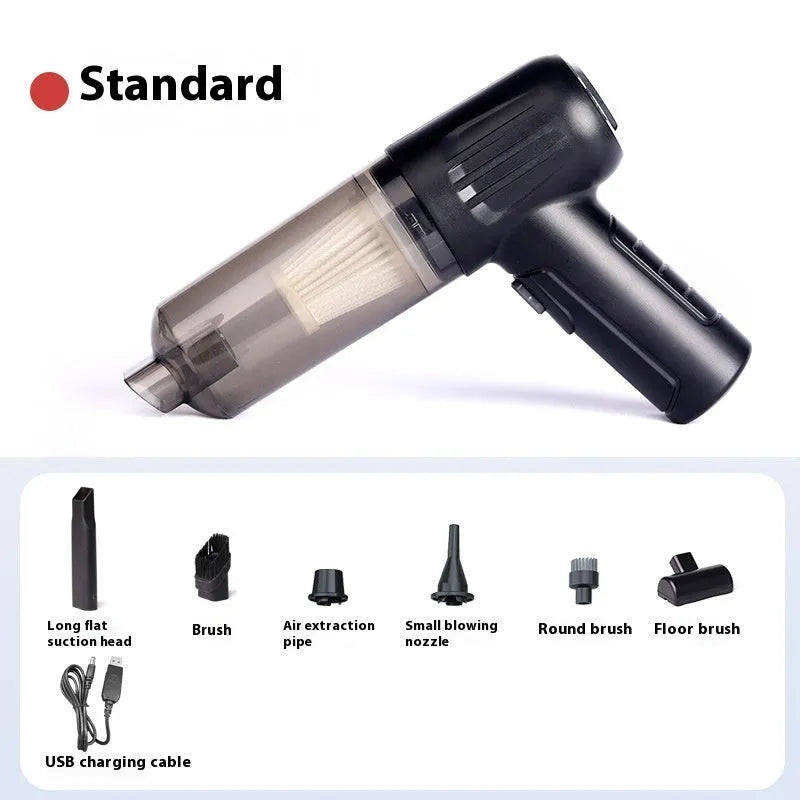 Handheld wireless pet fur vacuum cleaner with multiple attachments including flat nozzle, brush and floor brush