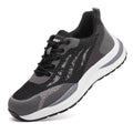 Men's black grey electrician safety shoes with plastic toe protection and shoelace binding