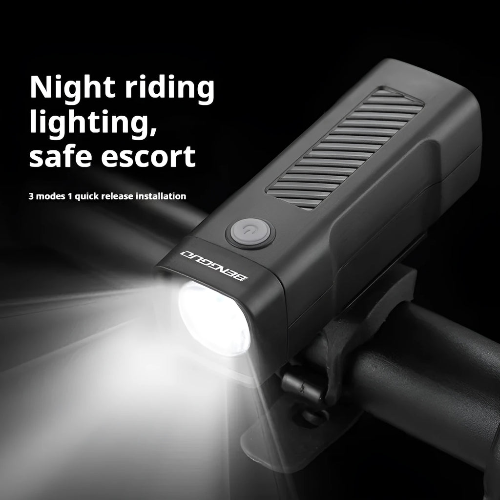 USB rechargeable bicycle headlight with quick release bracket for night riding