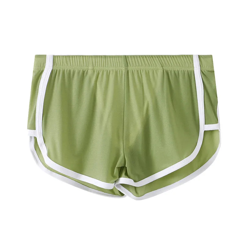 Men's ice silk quick-drying boxer shorts in grey blue colour on a white background