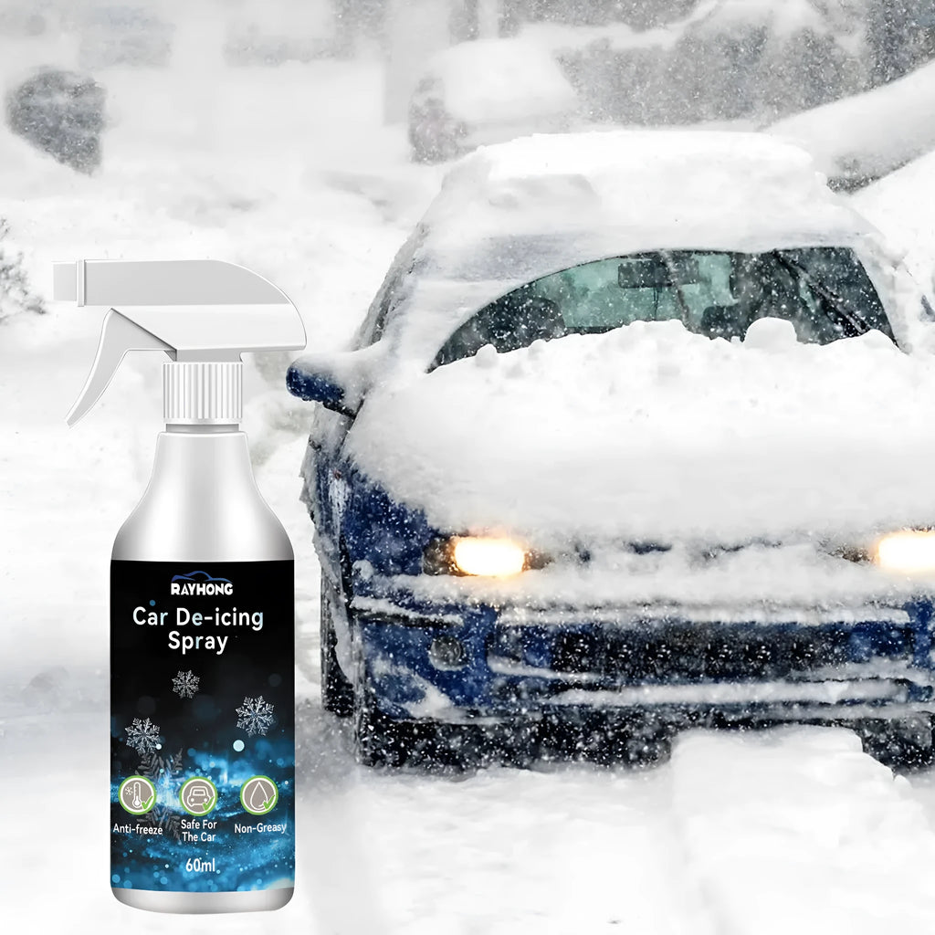 60ml car window de-icer spray bottle for removing ice and snow.