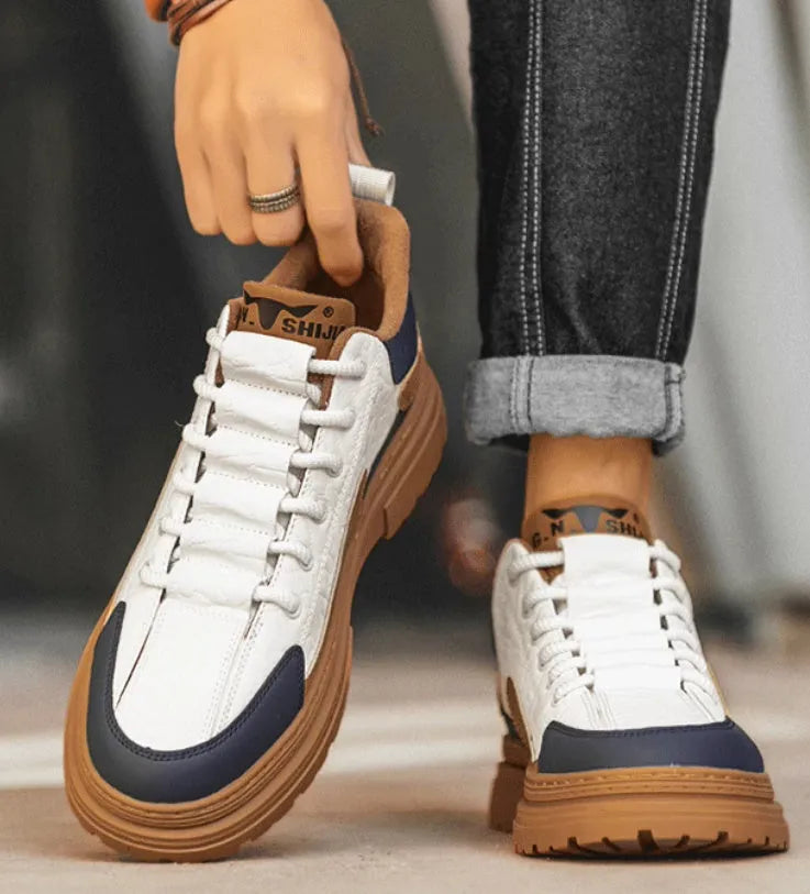 Black and white summer platform casual sneakers with thick rubber soles