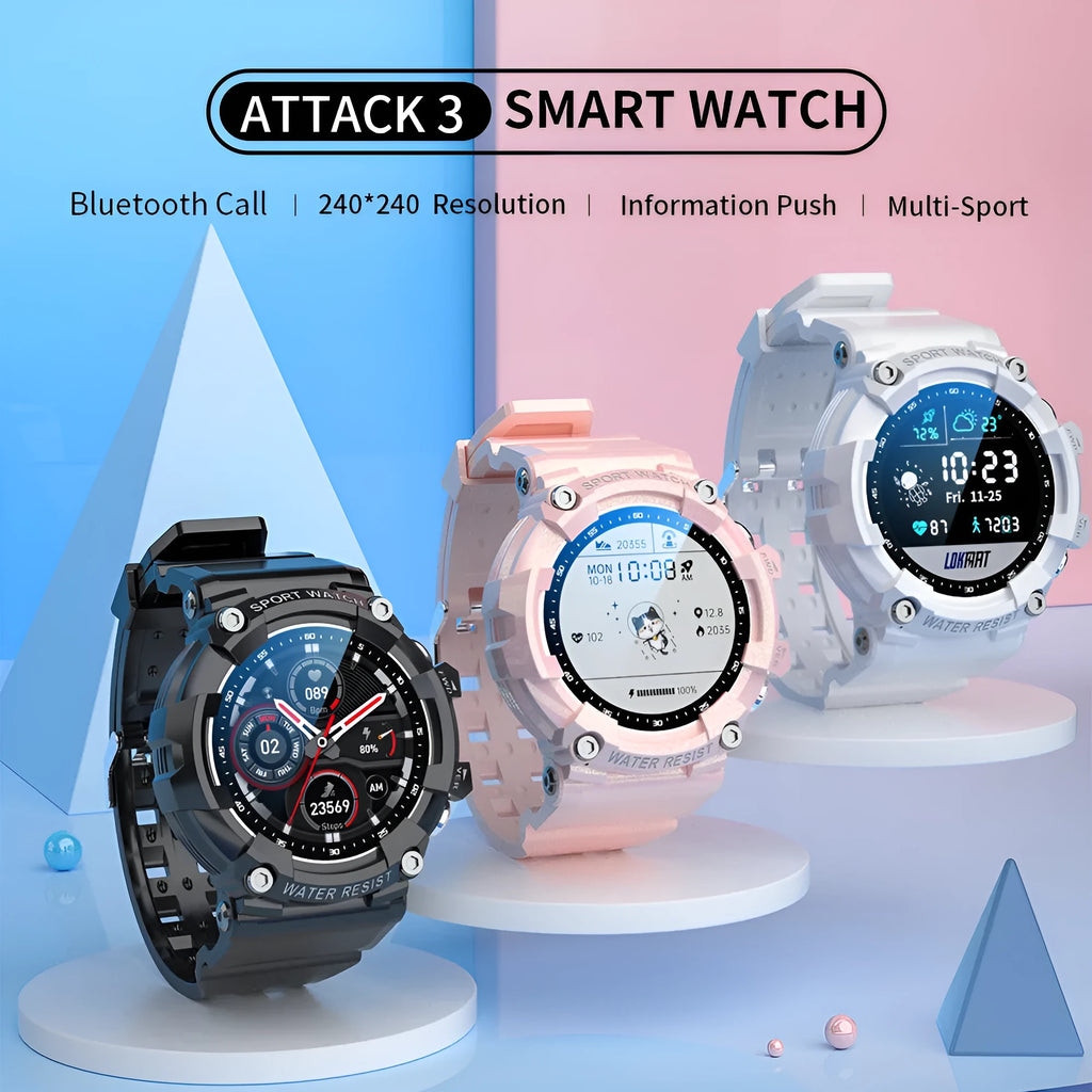 ATTACK 3 IP67 waterproof smart sports watch with round colour screen on wrist