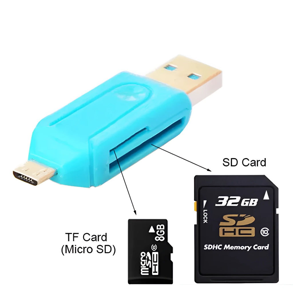 USB 2.0 OTG dual-purpose card reader for Android phones and computers in five colour options