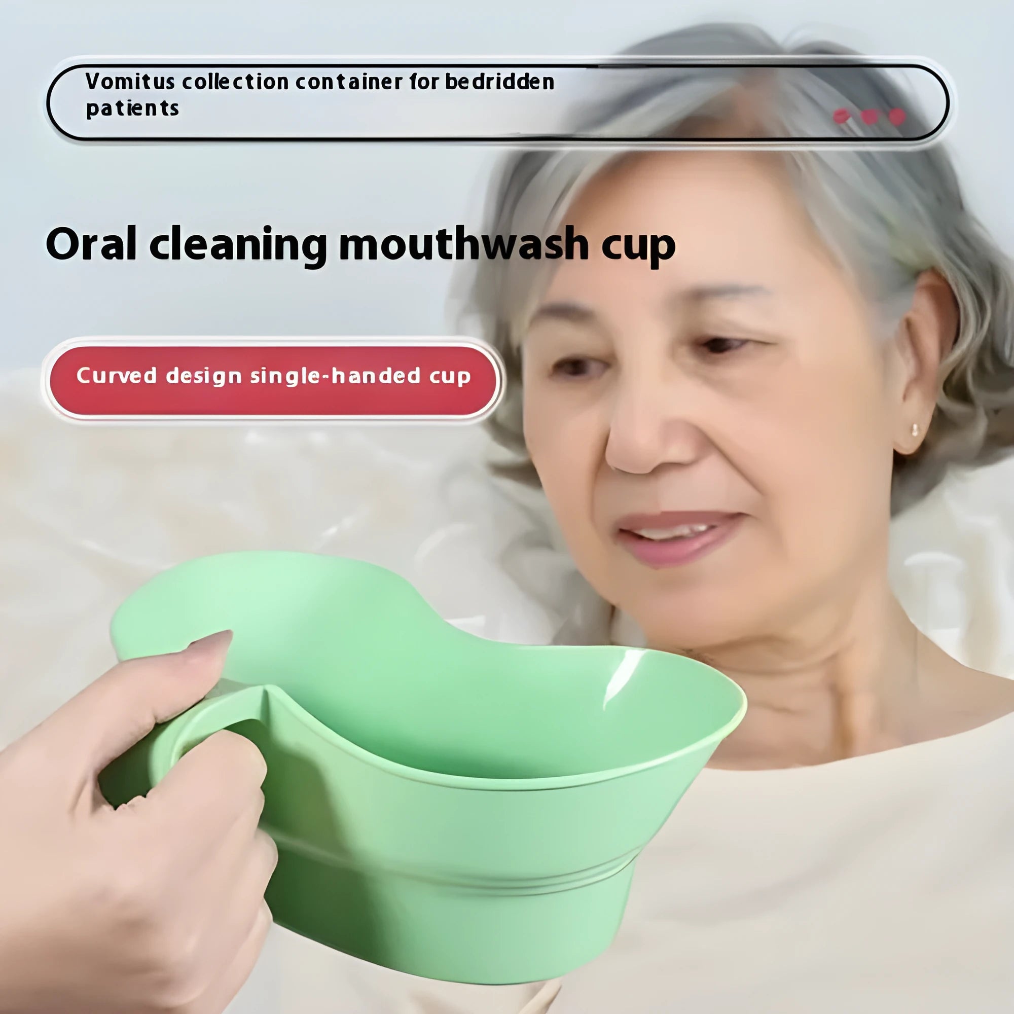 Green plastic nursing gargle cup for elderly oral care
