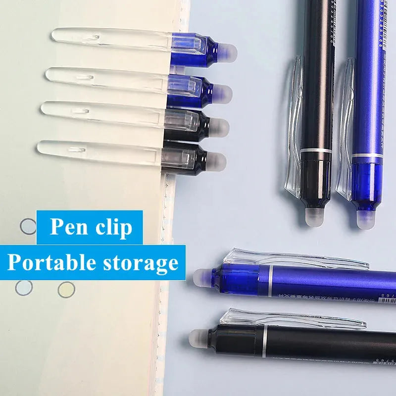 Hot Erasable Push Gel Pen 0.5mm with plastic casing and stainless steel nib