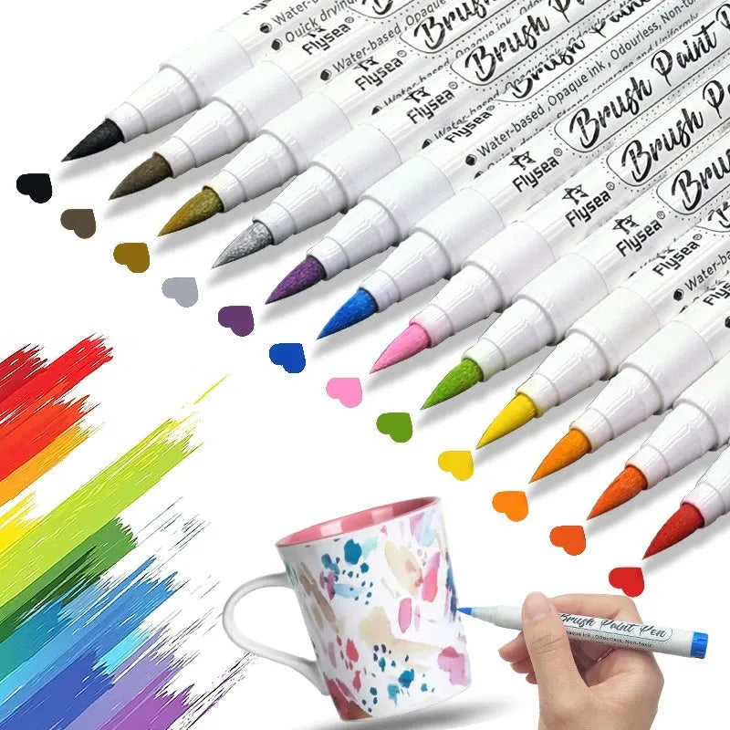 Set of soft head gouache brush marker pens for hand painting and card decoration