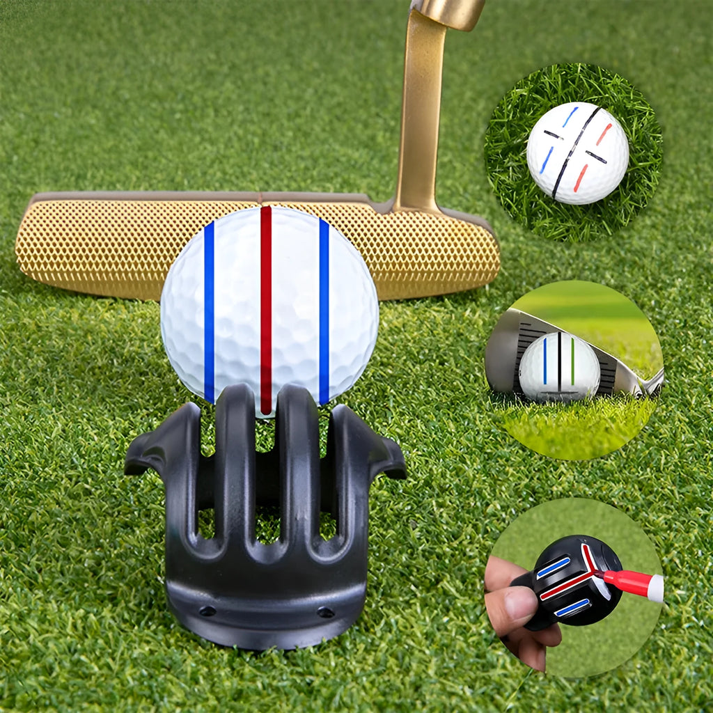 Golf scriber putter alignment tool set with four plastic scribers and four drawing pens.