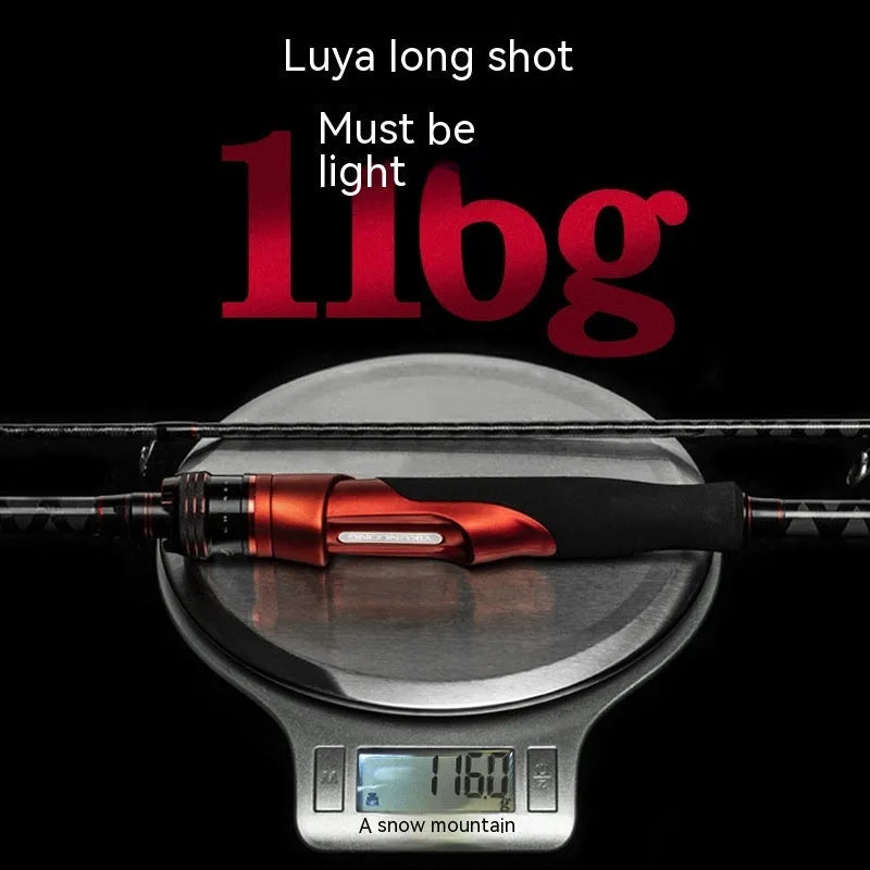 Carbon ultralight fishing rod shown with straight handle and pikestaff style options for lure fishing.