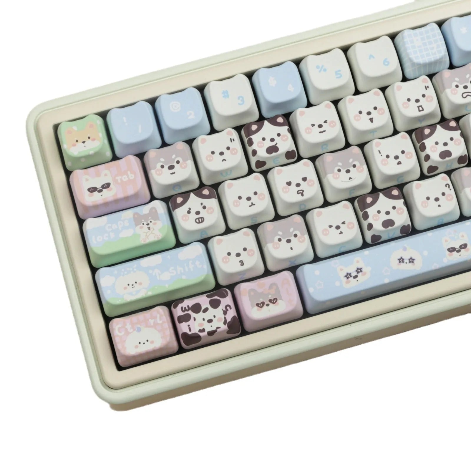 Full set of colourful puppy character design PBT keycaps for mechanical keyboards