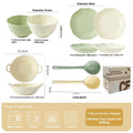 Seven-piece ceramic tableware set in solid colours with modern minimalist design