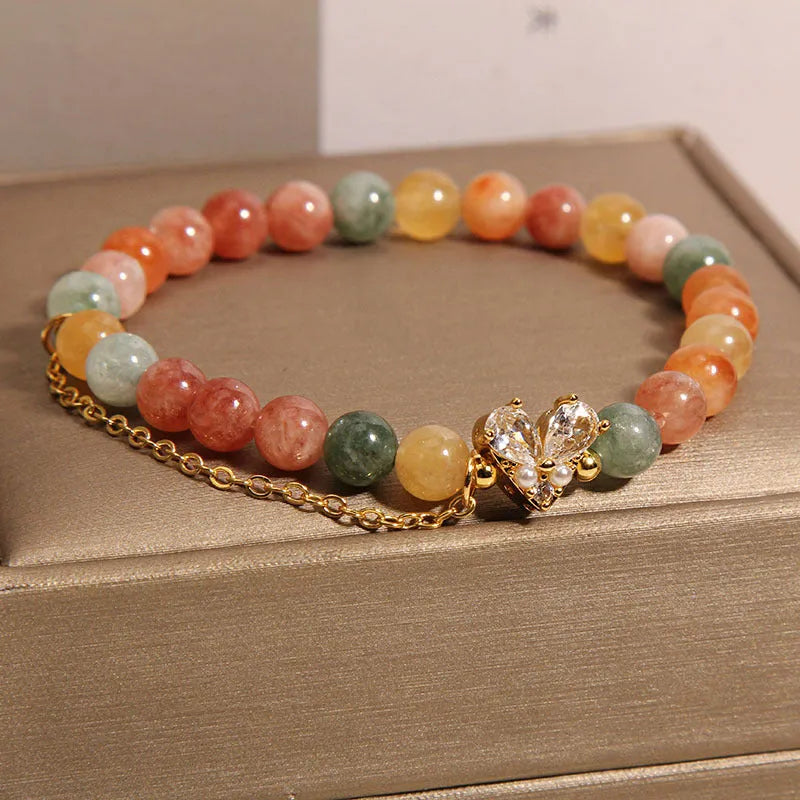 Fu Lu Shou crystal bracelet for women with V-shaped zircon charms and cartoon styling