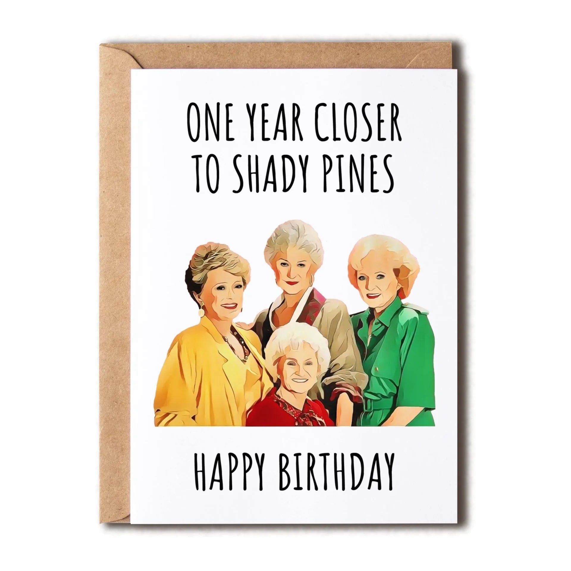 Simple printed birthday greeting card with envelope in multiple colour options including kraft paper