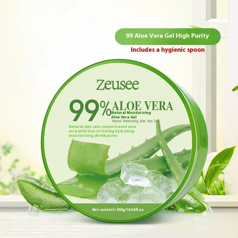 98% aloe vera gel 300g tube with applicator spoon for facial acne control and hydration