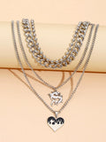 Silver alloy love dragon pendant necklace on adjustable clavicle chain geometric shape
