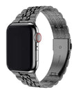 Seven-bead stainless steel metal strap for Apple Watch in black, 195mm length, 304 stainless steel