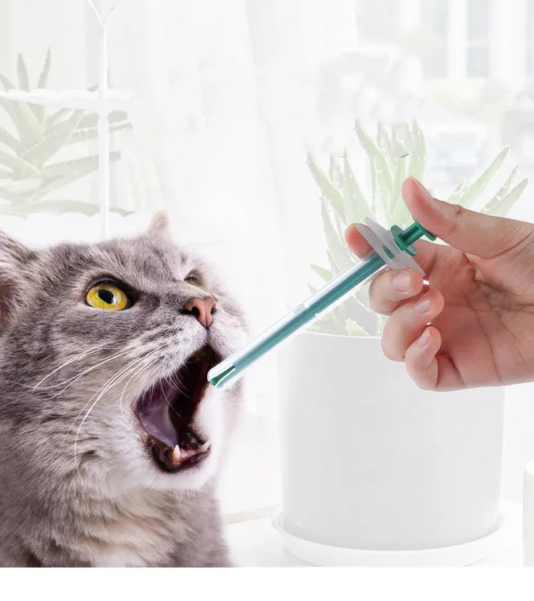Two reusable pet pill shooter syringes with soft silicone tips, for tablets and capsules