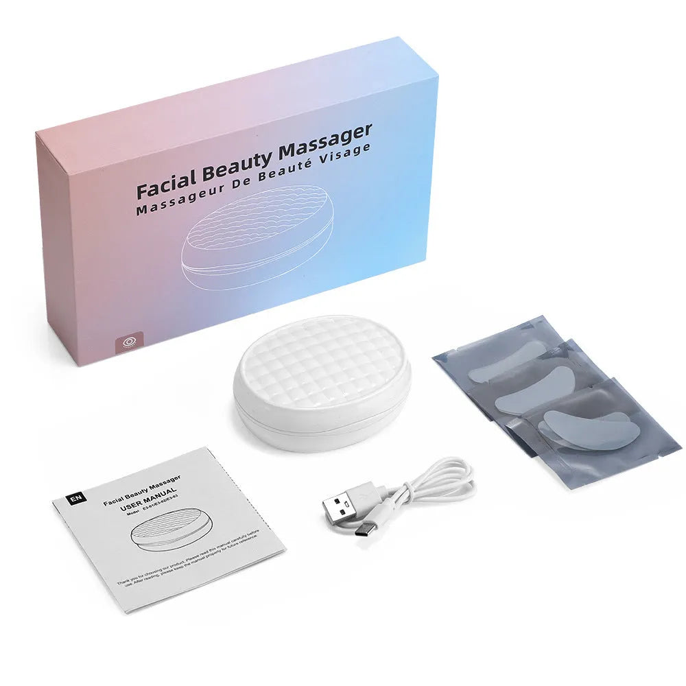 White wireless red light and EMS eye and facial beauty massager device