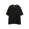 Short-sleeved loose-fit cotton blend T-shirt in purple and black colours