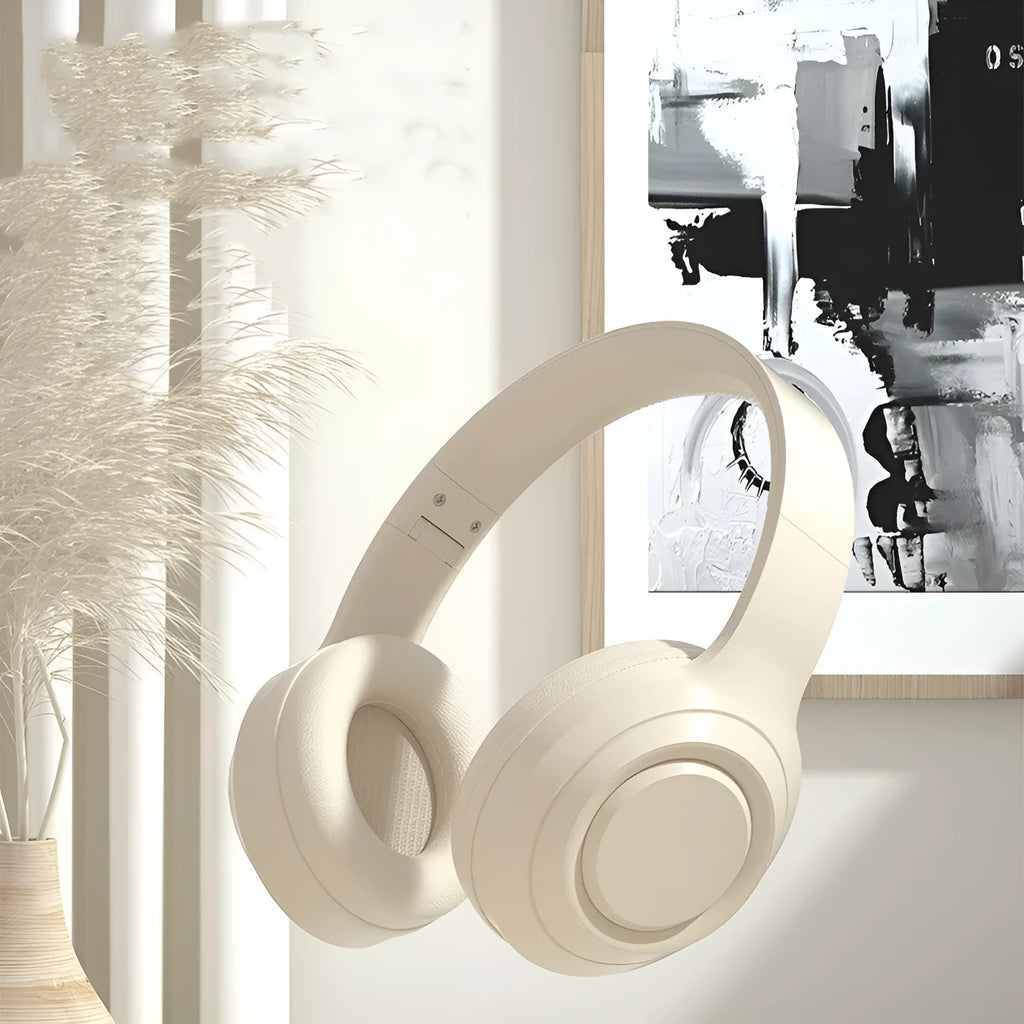 DR58 wireless Bluetooth headphones with noise reduction in white, pink, or black colours