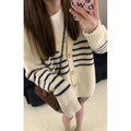 Collar button cardigan sweater with 3D pattern in Japanese Korean casual autumn style