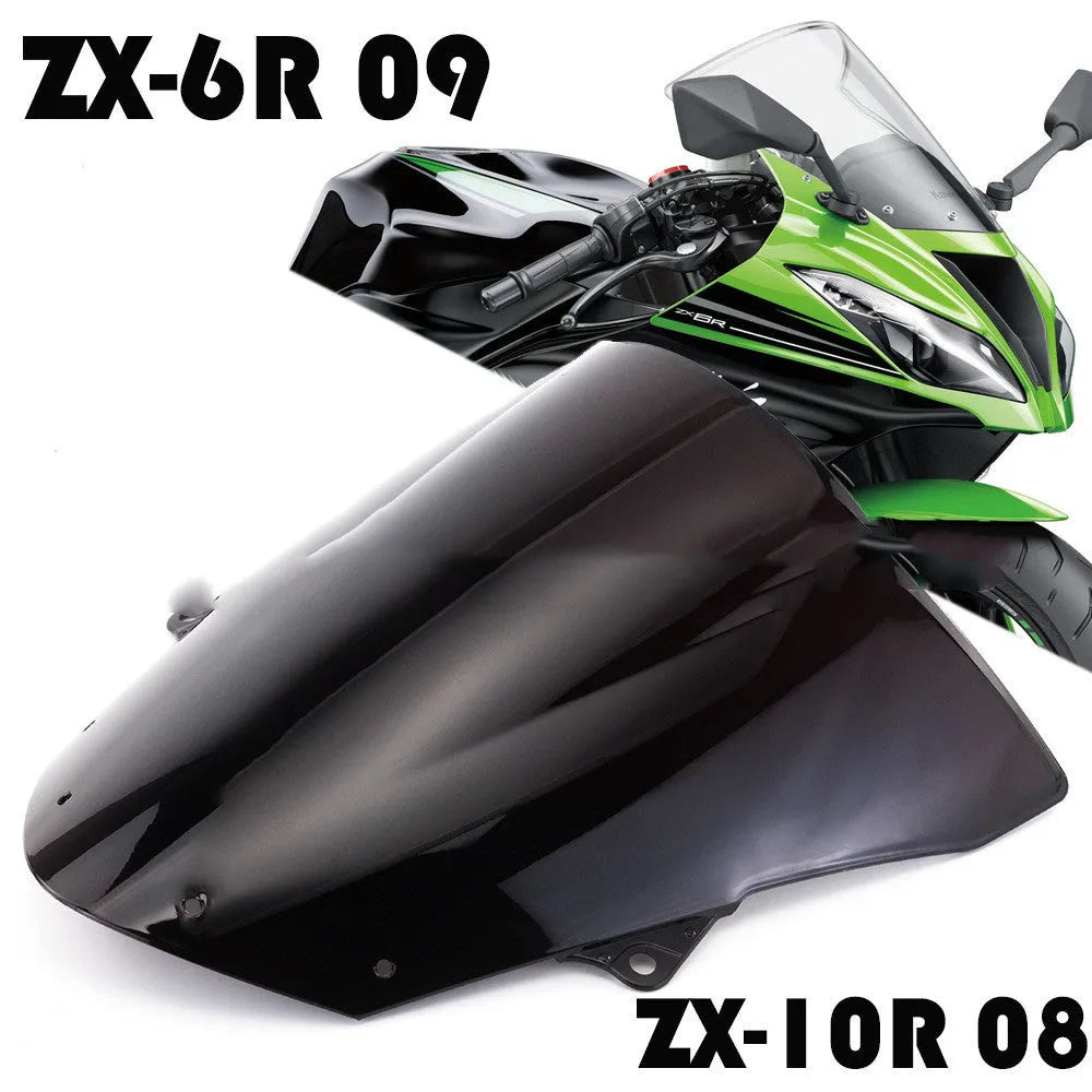 Motorcycle windscreen for Kawasaki ZX-6R and ZX-10R in blue and brown tint options