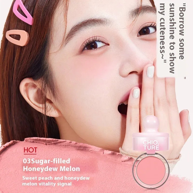 Can Powder Blusher Mud compact blush with shimmer effect in nude colour scheme