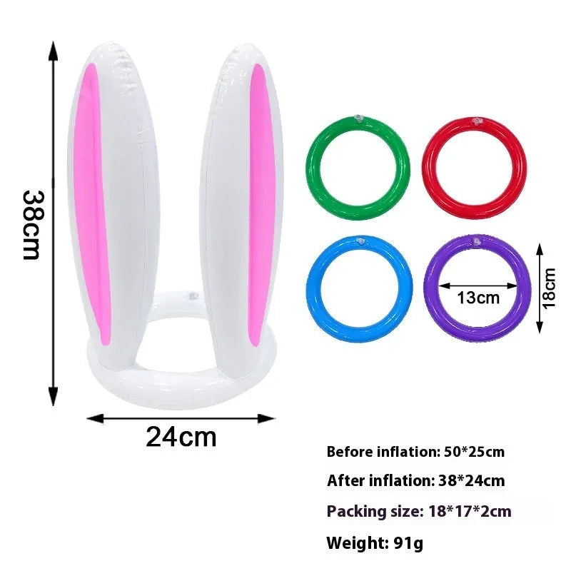 Assorted colourful PVC inflatable ferrule throwing toys in octopus, antlers, rabbit ears, Santa, spider, and witch hat styles.