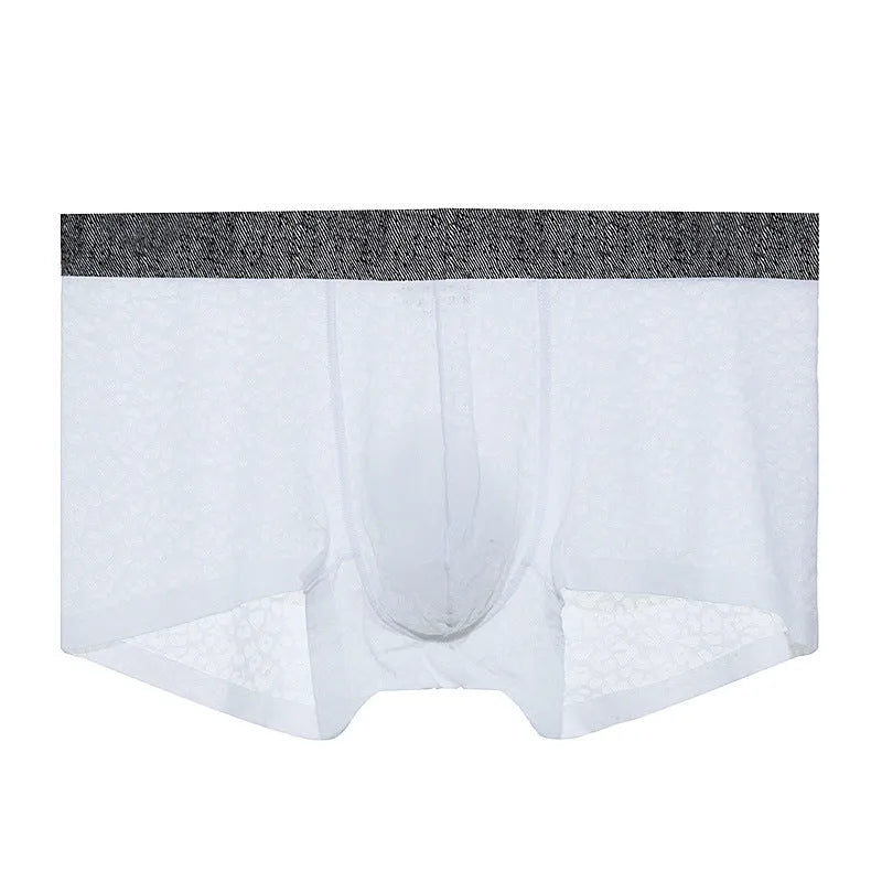 Men's lace boxer briefs with seamless construction in thin breathable fabric