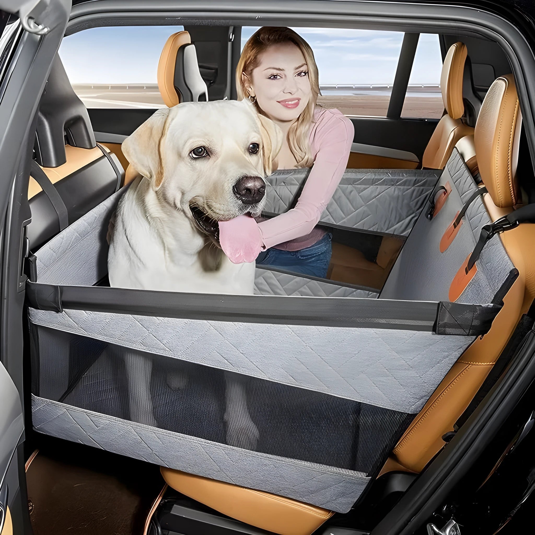 Grey water resistant dog bed with removable cover measuring 56x56x40cm