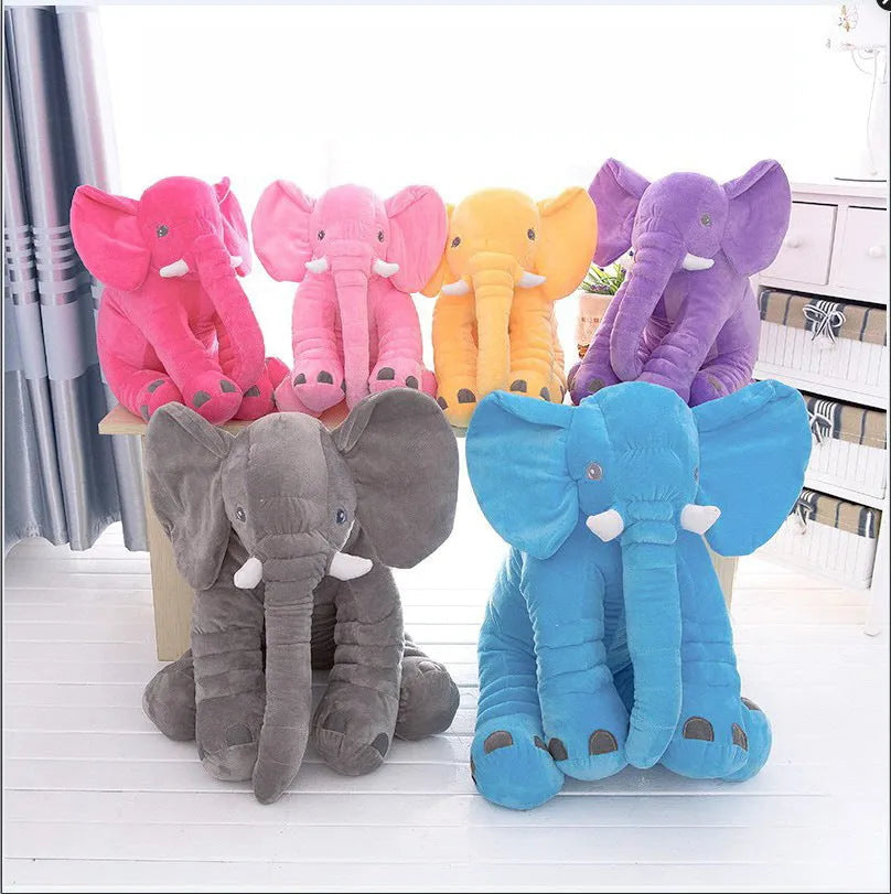 Elephant soft plush baby pillow shell in blue, grey, pink, purple or yellow colour.
