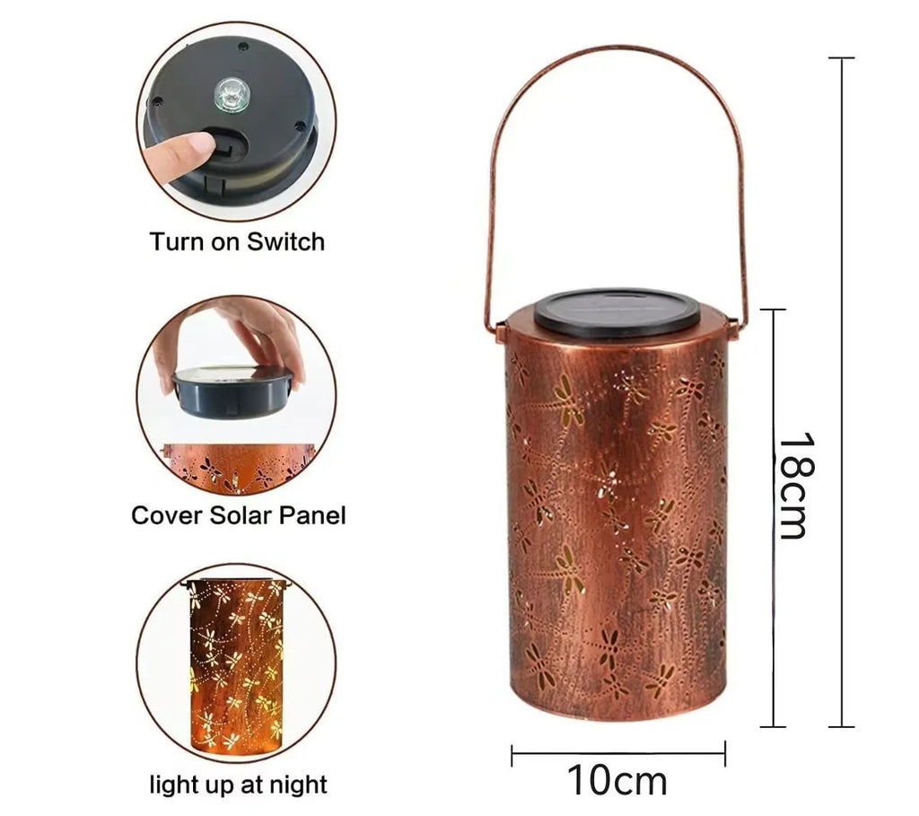 Decorative iron solar courtyard ceiling lamp with waterproof IP55 rating