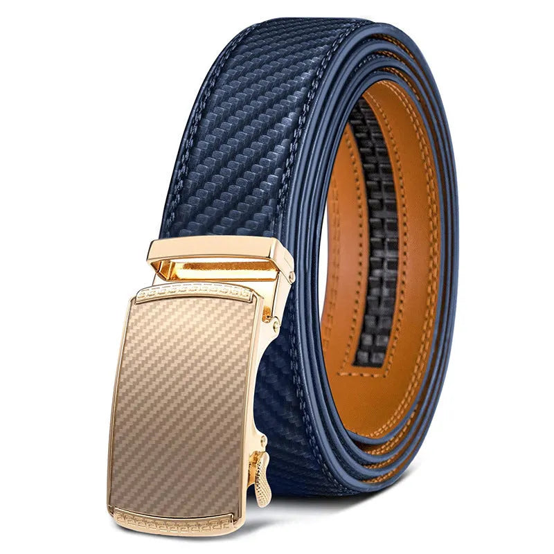 Men's PU leather belt with automatic alloy buckle in multiple colour options