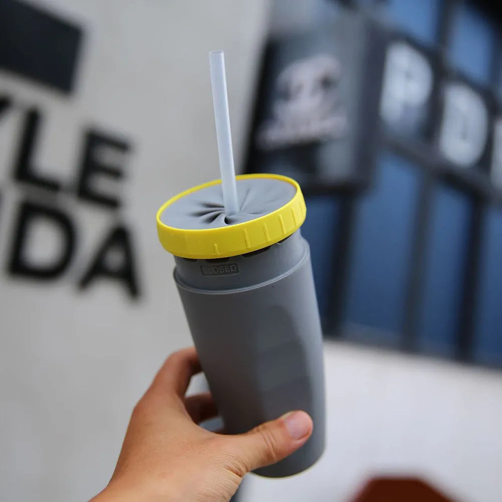 Twist-top double wall insulation travel cup with silicone membrane seal in cartoon design