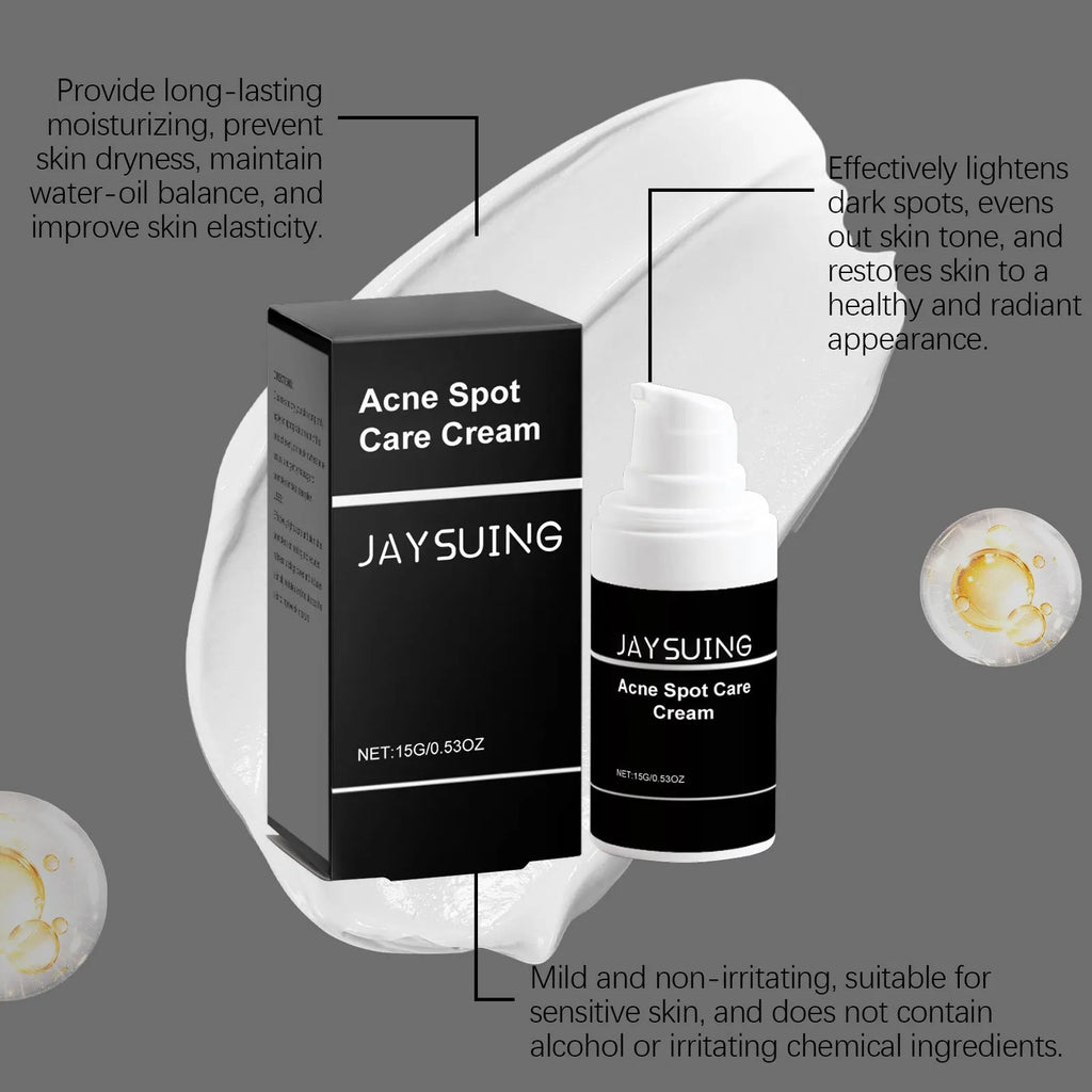 15g tube of acne cream with mint leaf and tea tree oil for facial blemish treatment