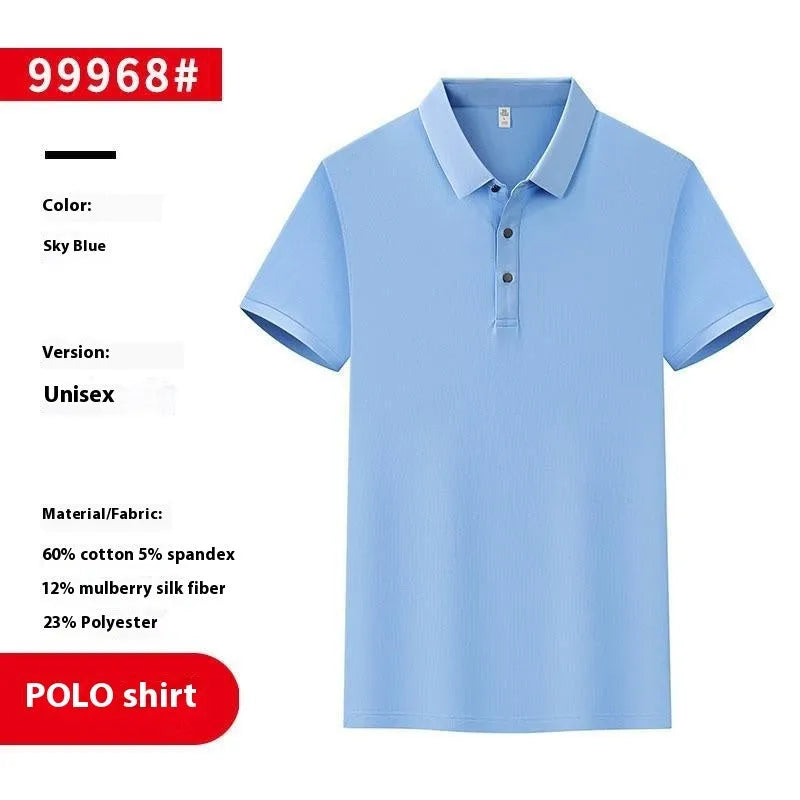Short sleeve polo shirt style overalls in thin pearl cotton, shown in a straight cut.