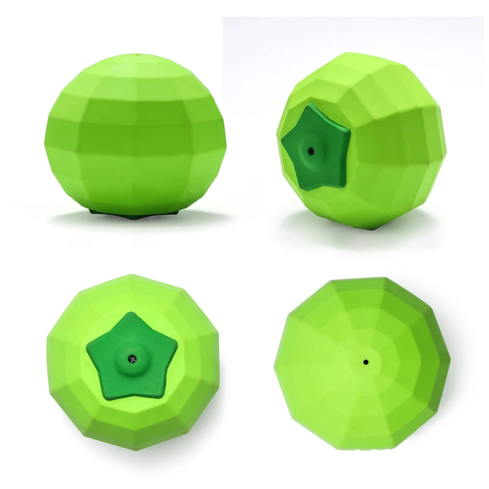 Green natural rubber dog squeaky ball chew toy for large dogs.