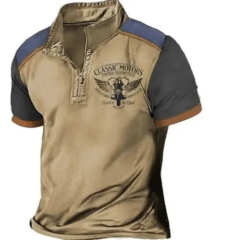 Golf polo shirt with 3D digital printing in a solid colour, shown in a loose pullover fit.