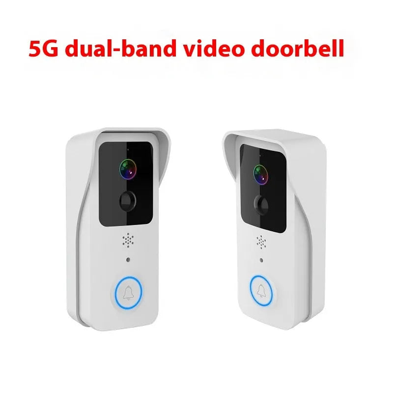 Black or white waterproof smart visual doorbell unit for outdoor security.