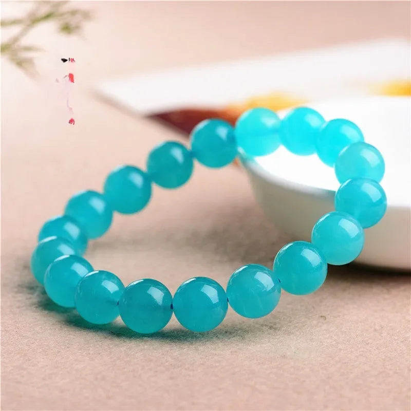 Grade 7A Amazonite natural scattered beads in blue-green 7A Level Ice colour, polished stone beads for jewellery making