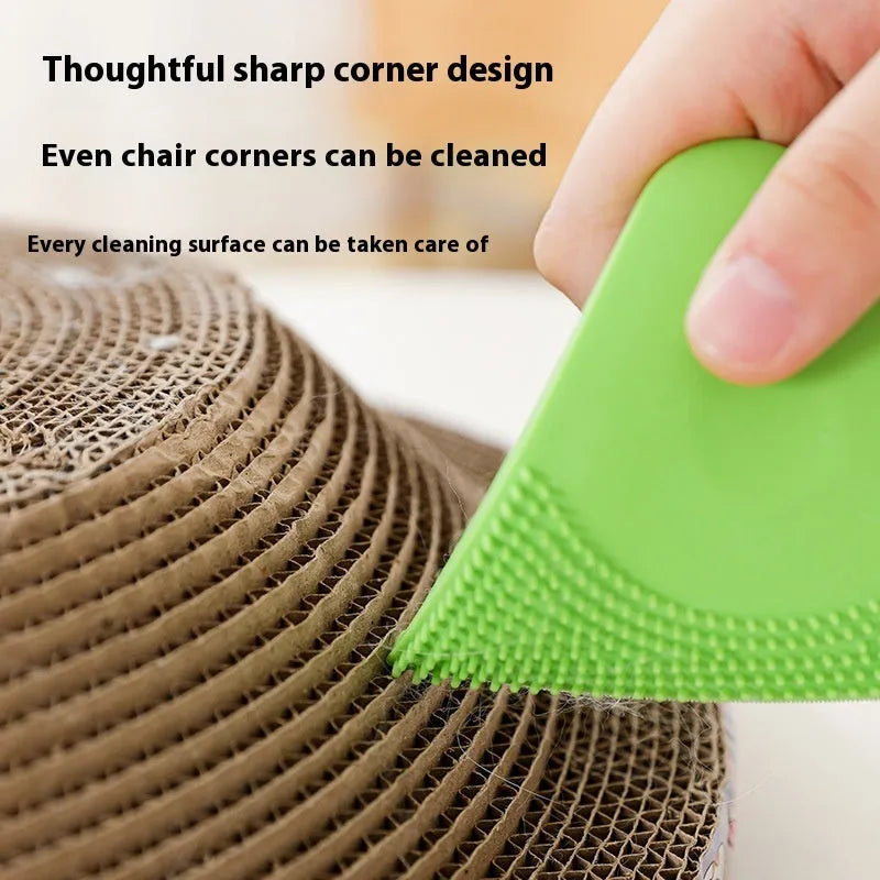 Pet hair scraper comb with PTE bristles for grooming animals and removing hair from clothing